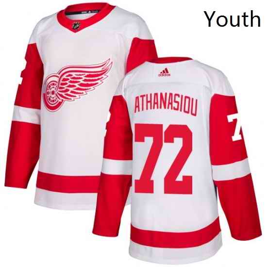 Youth Adidas Detroit Red Wings 72 Andreas Athanasiou Authentic White Away NHL Jersey